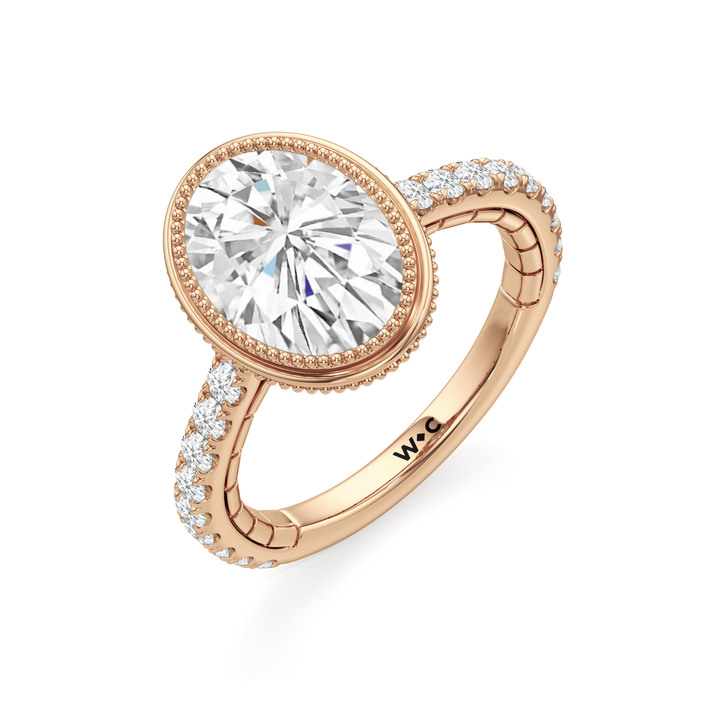 The Emblem Ring with Oval Cut Diamond in 14KT Rose Gold view 4
