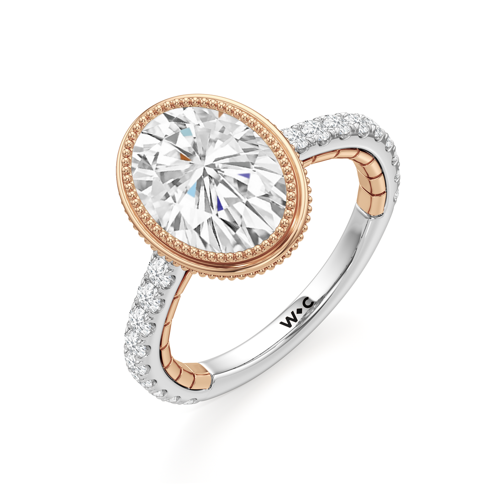 The Emblem Ring with Oval Cut Diamond in 14KT White & Rose Gold view 4
