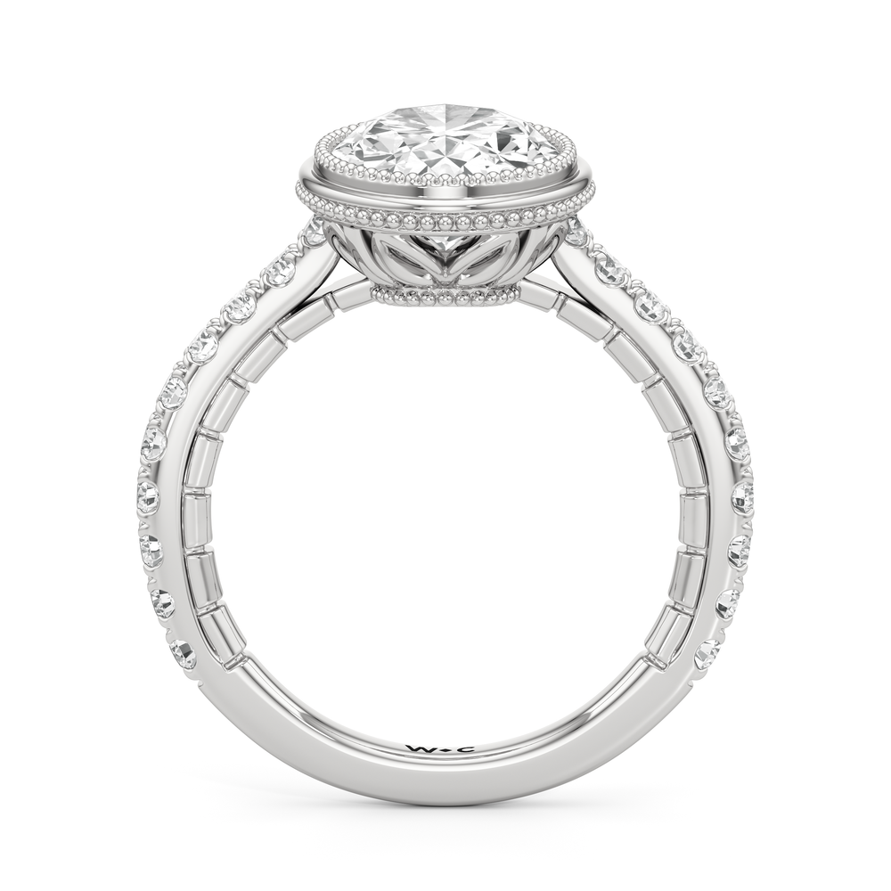 The Emblem Ring with Oval Cut Diamond in 14KT Platinum view 3
