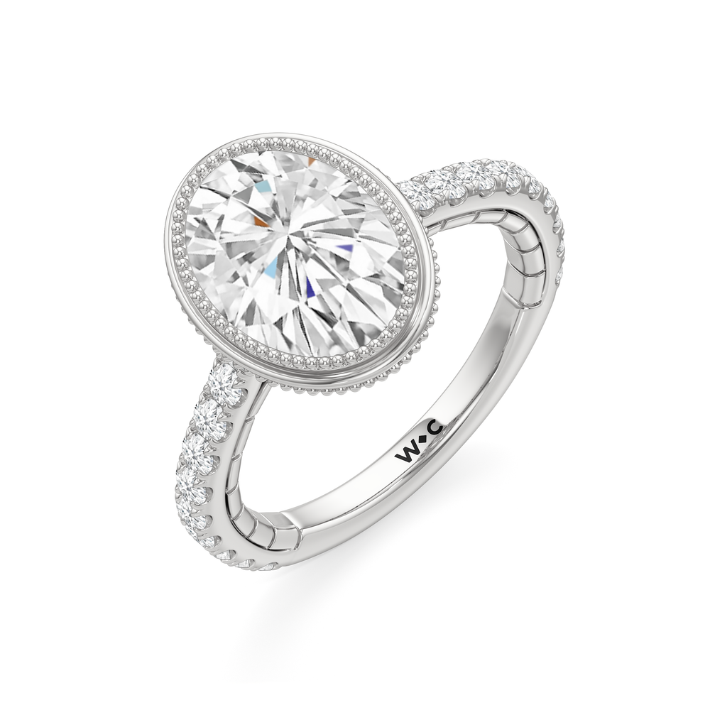 The Emblem Ring with Oval Cut Diamond in 14KT Platinum view 4
