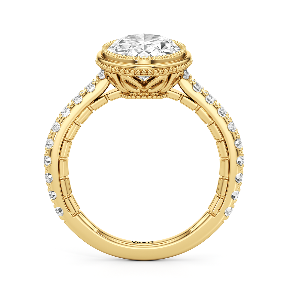 The Emblem Ring with Oval Cut Diamond in 14KT Yellow Gold view 3
