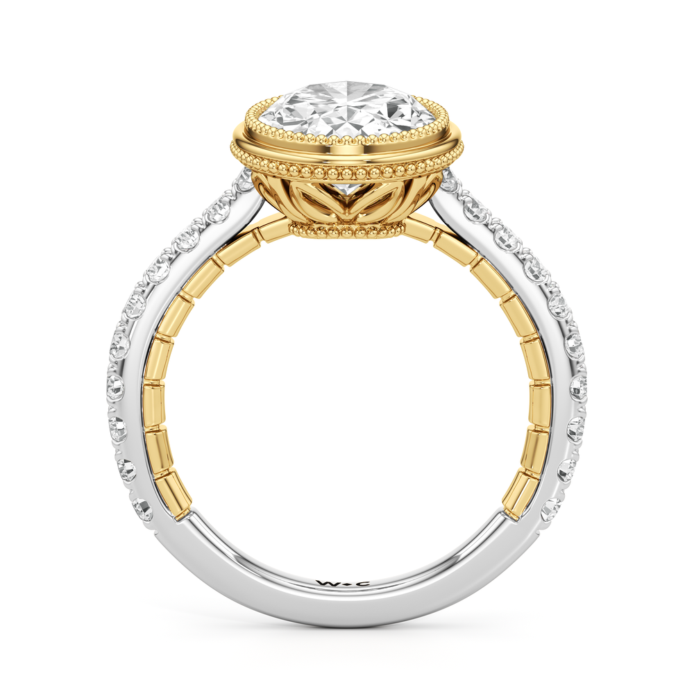 The Emblem Ring with Oval Cut Diamond in 14KT White & Yellow Gold view 3
