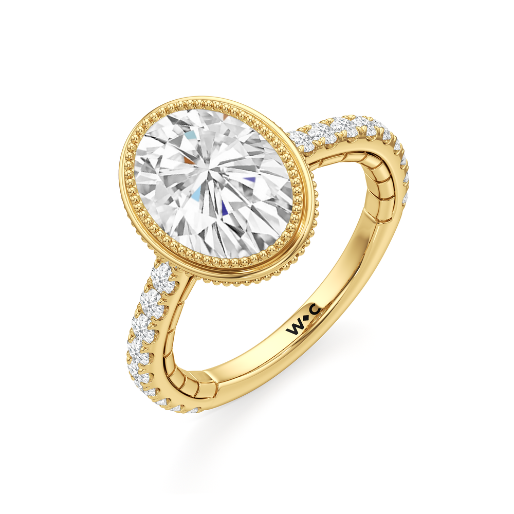 The Emblem Ring with Oval Cut Diamond in 14KT Yellow Gold view 4
