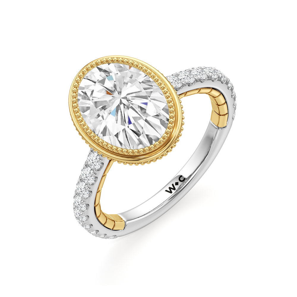 The Emblem Ring with Oval Cut Diamond in 14KT White & Yellow Gold view 4
