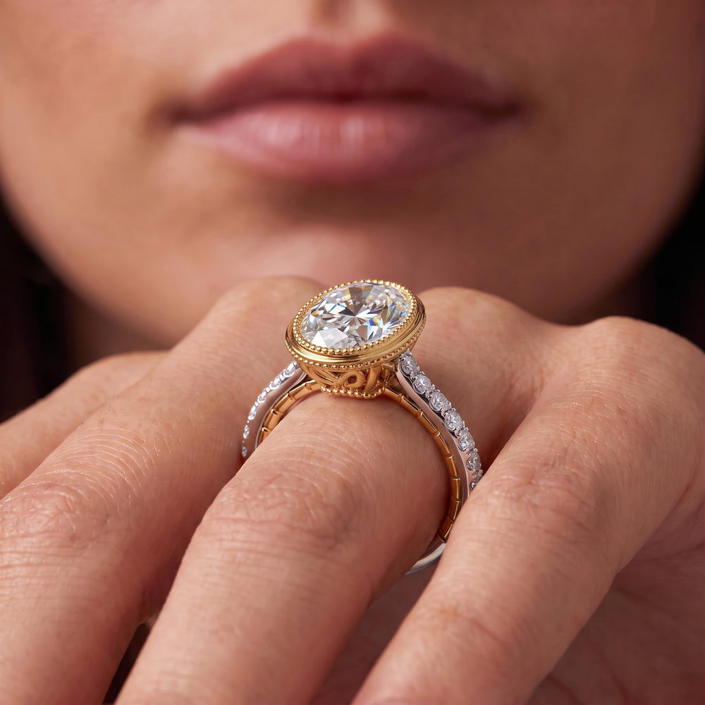 The Emblem Ring with Oval Cut Diamond in 14KT Rose Gold view 3
