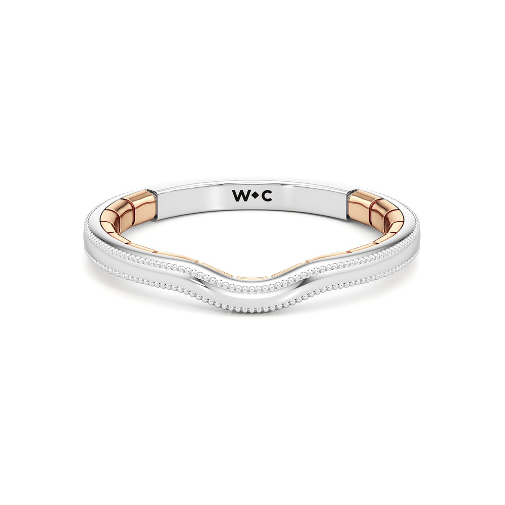 The Laurel Wedding Band with 18KT White & Rose Gold Cut Diamond in 14KT White & Rose Gold view 1
