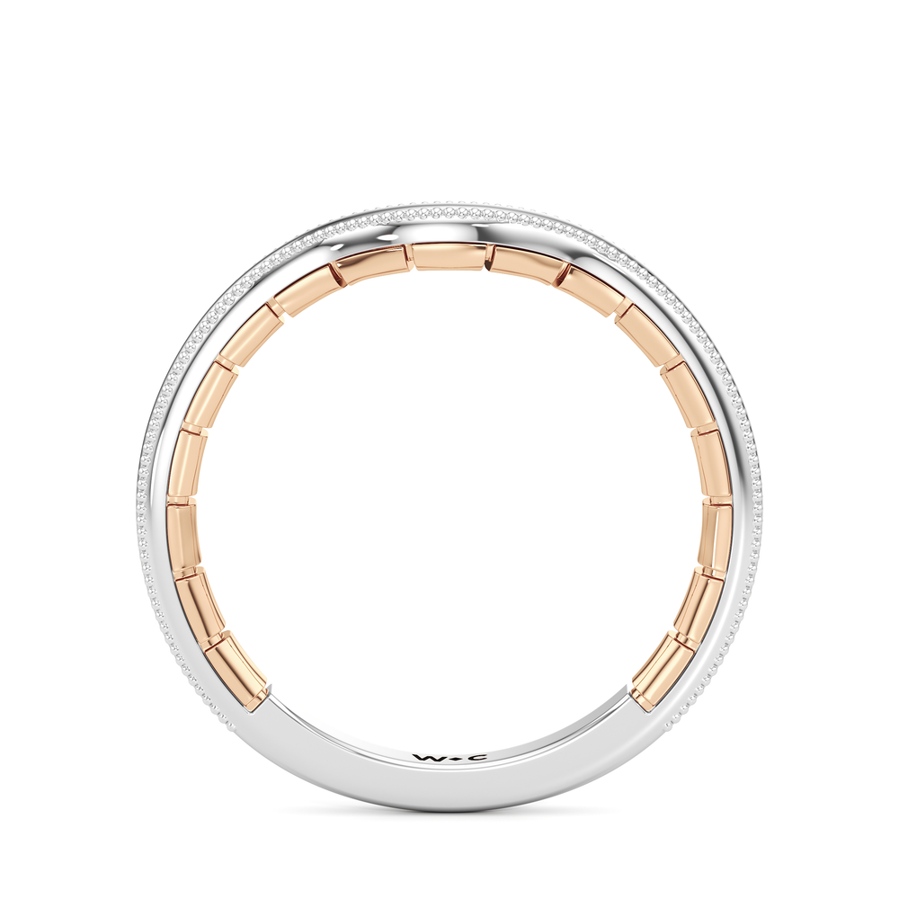 The Laurel Wedding Band with 18KT White & Rose Gold Cut Diamond in 14KT White & Rose Gold view 2
