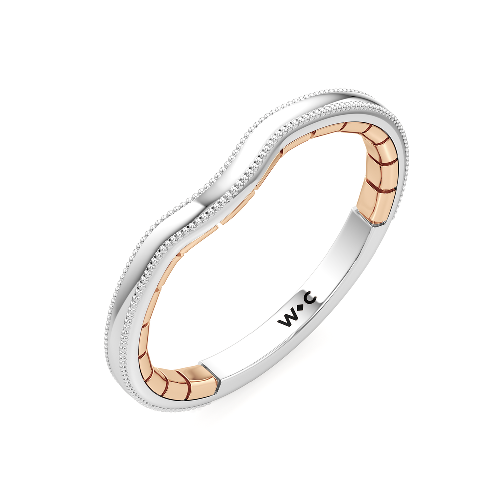The Laurel Wedding Band with 18KT White & Rose Gold Cut Diamond in 14KT White & Rose Gold view 3
