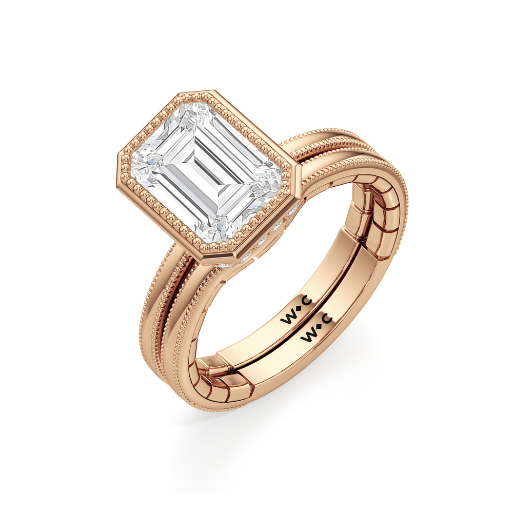 The Laurel Ring with Elongated Cushion Cut Diamond in 14KT Rose Gold view 5
