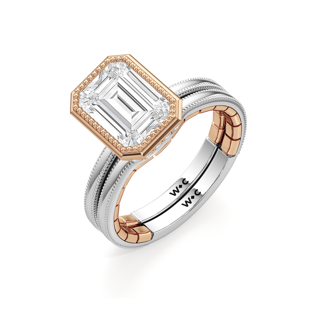 The Laurel Wedding Band with 18KT White & Rose Gold Cut Diamond in 14KT White & Rose Gold view 4

