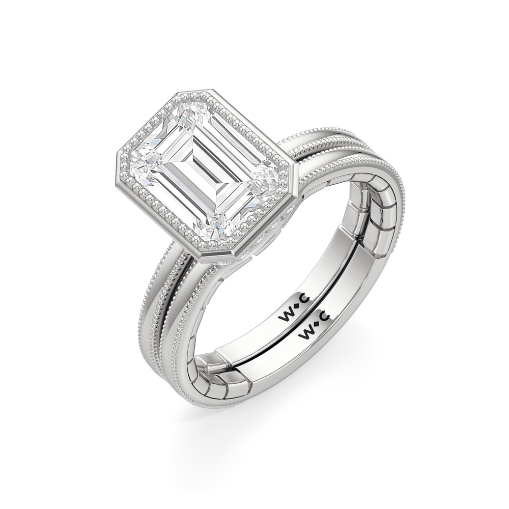 The Laurel Ring with Elongated Cushion Cut Diamond in 14KT Platinum view 5
