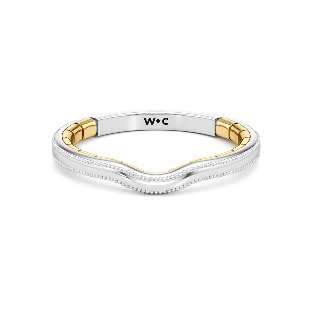 The Laurel Wedding Band with 18KT White & Yellow Gold Cut Diamond in 14KT White & Yellow Gold view 1
