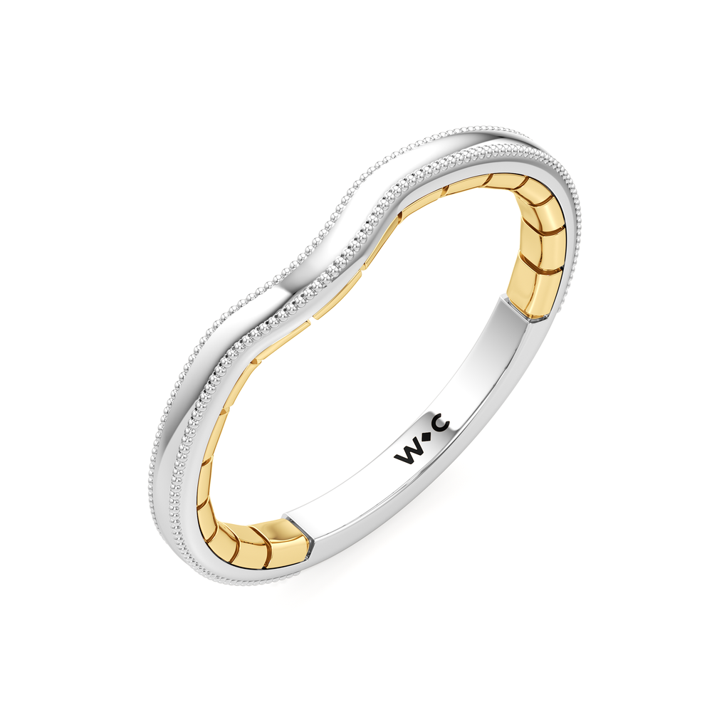 The Laurel Wedding Band with 18KT White & Yellow Gold Cut Diamond in 14KT White & Yellow Gold view 3
