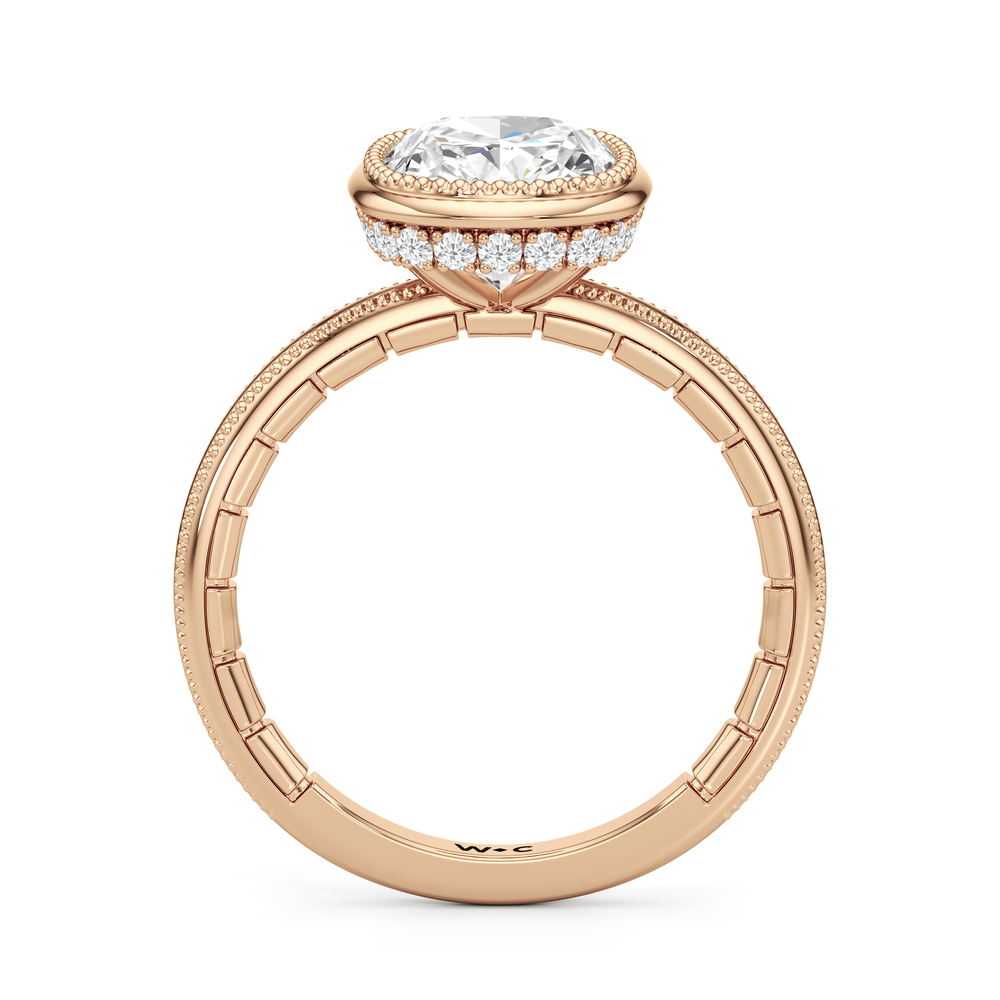 The Laurel Ring with Elongated Cushion Cut Diamond in 14KT Rose Gold view 3

