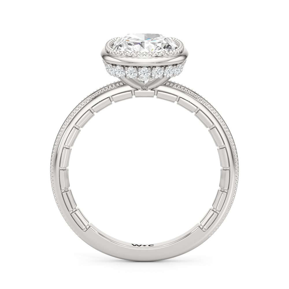 The Laurel Ring with Elongated Cushion Cut Diamond in 14KT Platinum view 3
