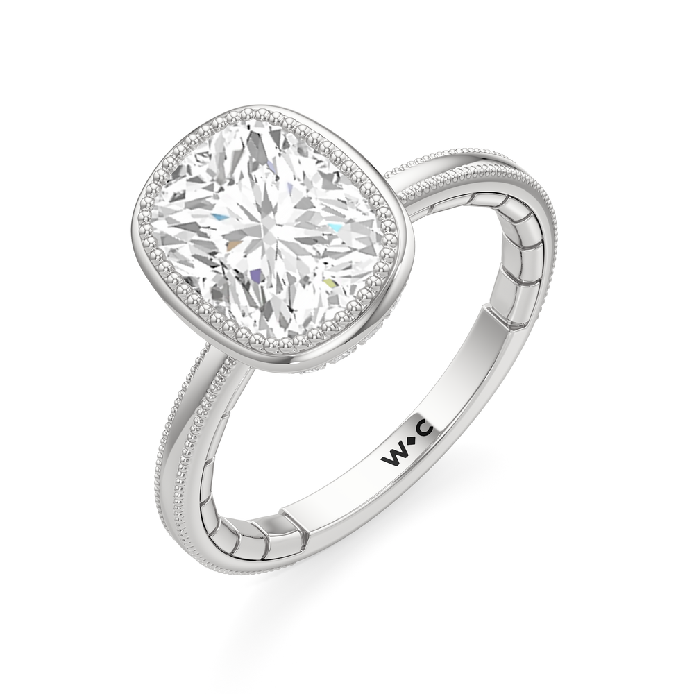 The Laurel Ring with Elongated Cushion Cut Diamond in 14KT Platinum view 4
