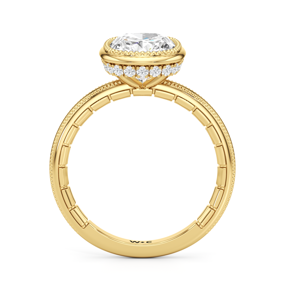 The Laurel Ring with Elongated Cushion Cut Diamond in 14KT Yellow Gold view 3
