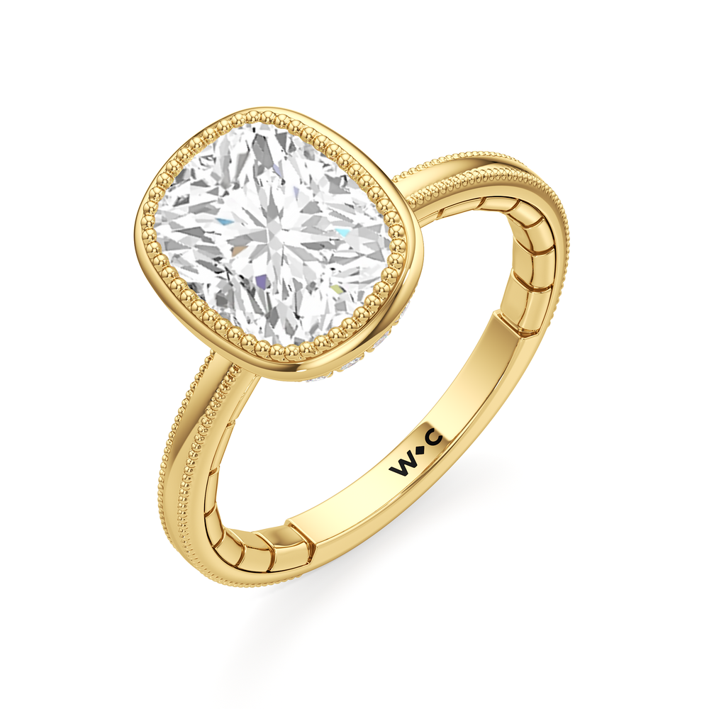 The Laurel Ring with Elongated Cushion Cut Diamond in 14KT Yellow Gold view 4
