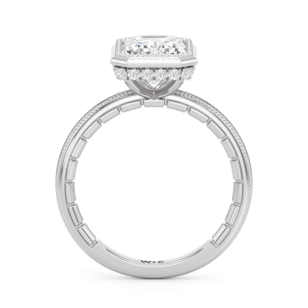The Laurel Ring with Emerald Cut Diamond in 14KT Platinum view 3
