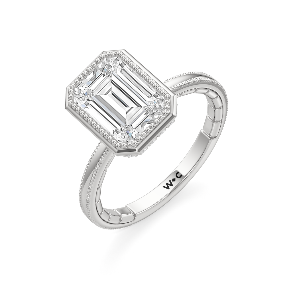 The Laurel Ring with Emerald Cut Diamond in 14KT Platinum view 4
