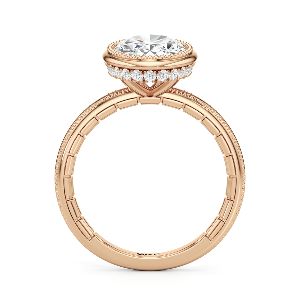 The Laurel Ring with Oval Cut Diamond in 14KT Rose Gold view 3
