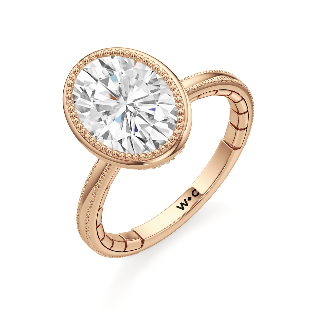 The Laurel Ring with Oval Cut Diamond in 14KT Rose Gold view 4
