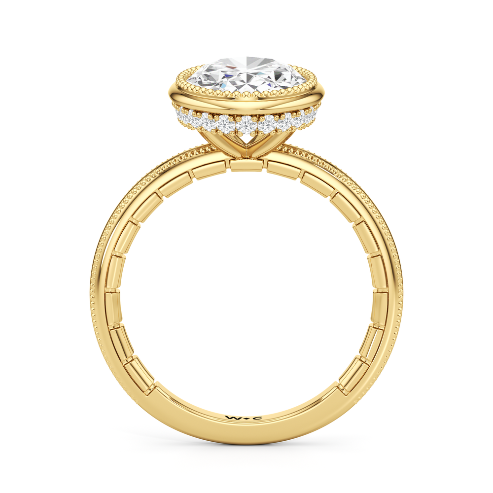 The Laurel Ring with Oval Cut Diamond in 14KT Yellow Gold view 3
