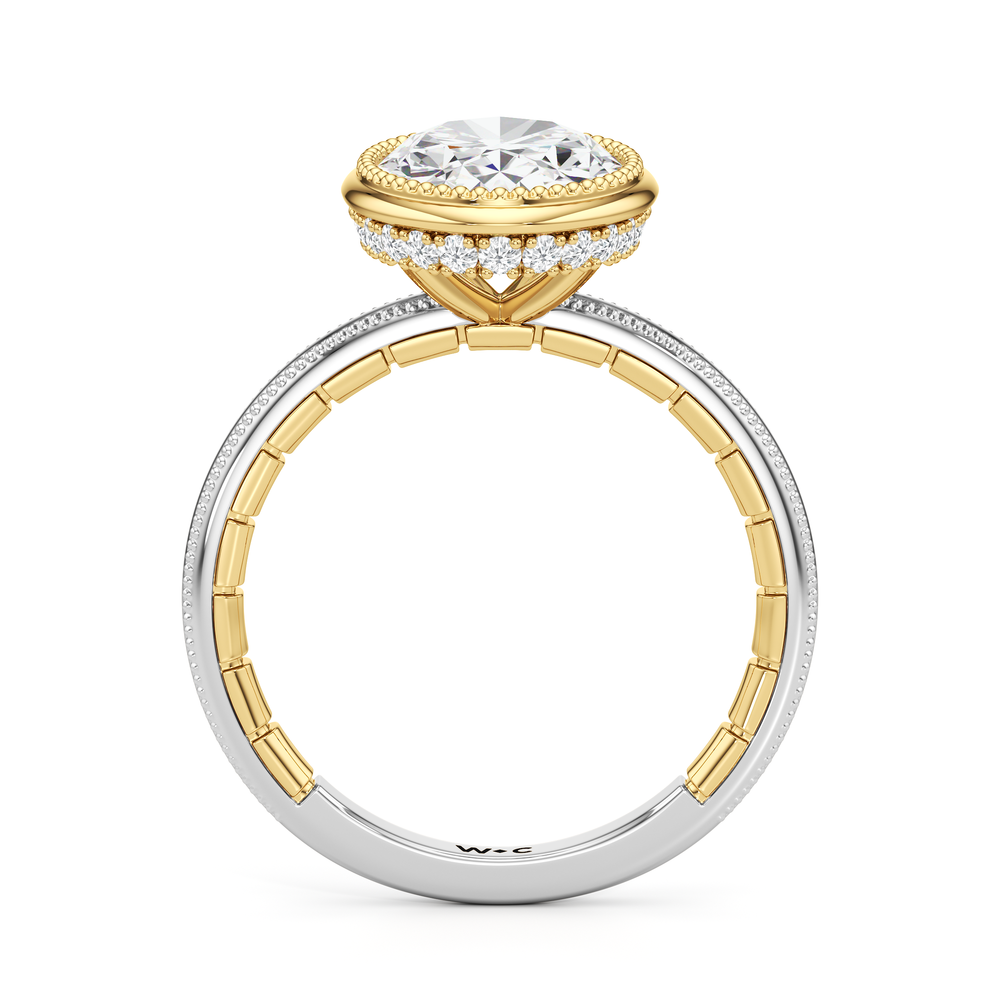 The Laurel Ring with Oval Cut Diamond in 14KT White & Yellow Gold view 3

