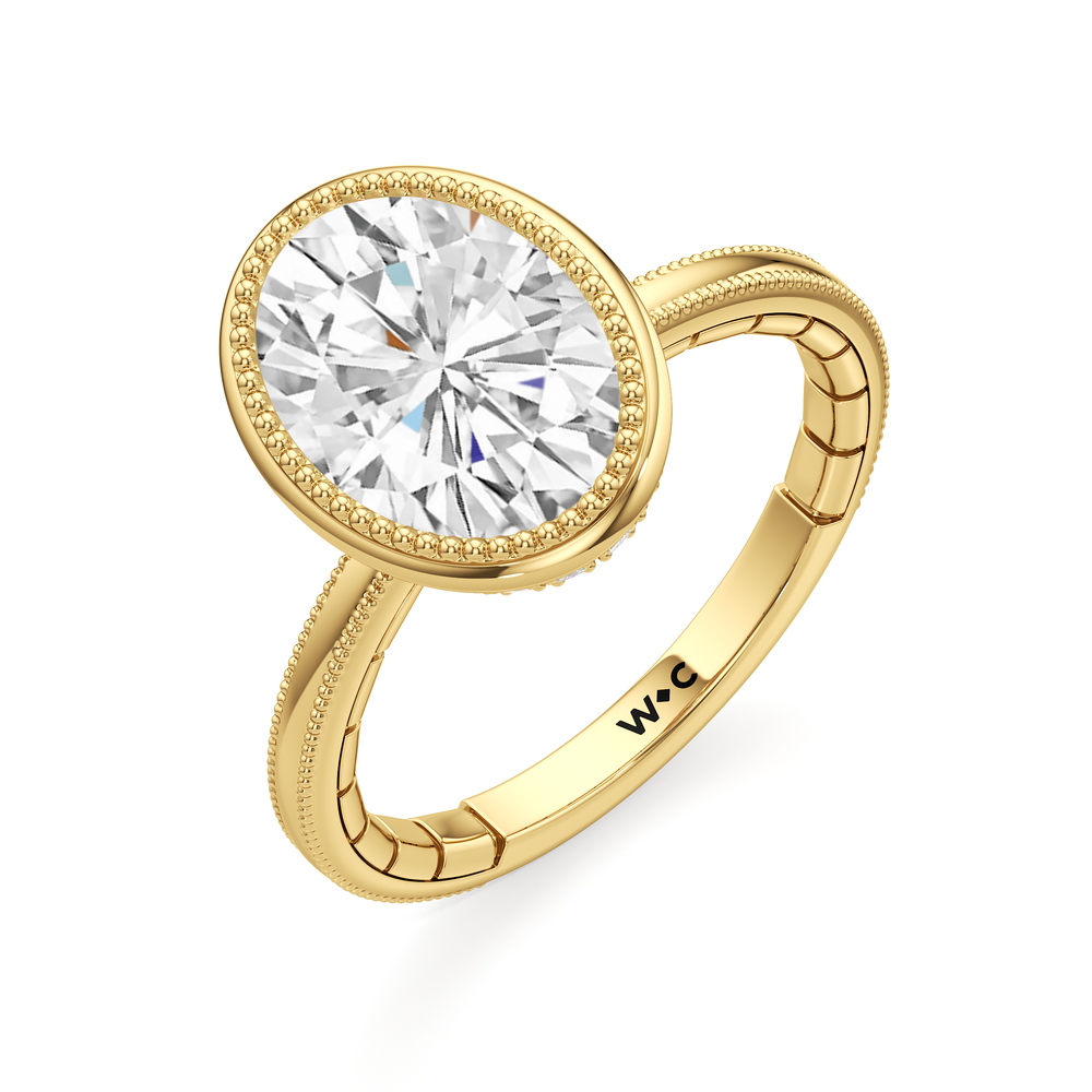 The Laurel Ring with Oval Cut Diamond in 14KT Yellow Gold view 4

