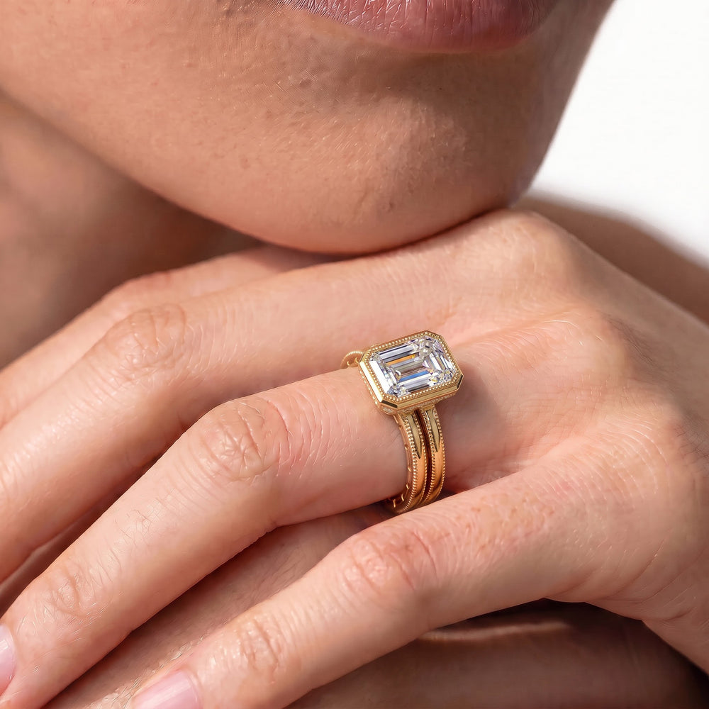 The Laurel Wedding Band with Platinum Cut Diamond in 14KT Platinum view 3
