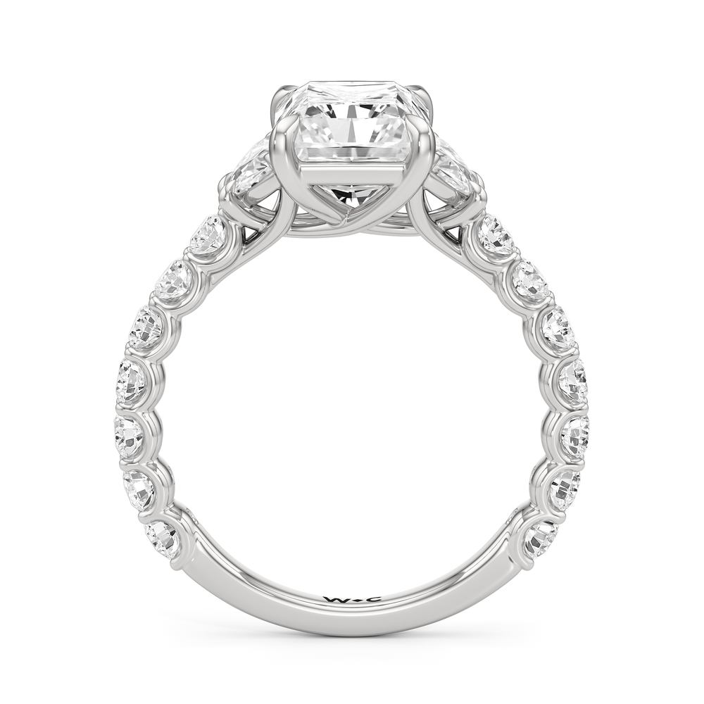The Arc Three Stone Half Moon Ring with Radiant Cut Diamond in 14KT Platinum view 4
