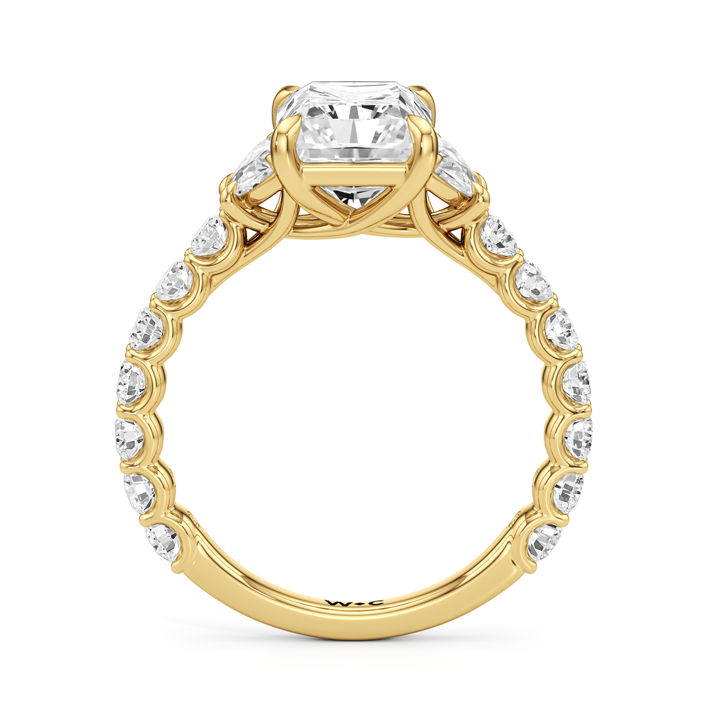 The Arc Three Stone Half Moon Ring with Radiant Cut Diamond in 14KT Yellow Gold view 4
