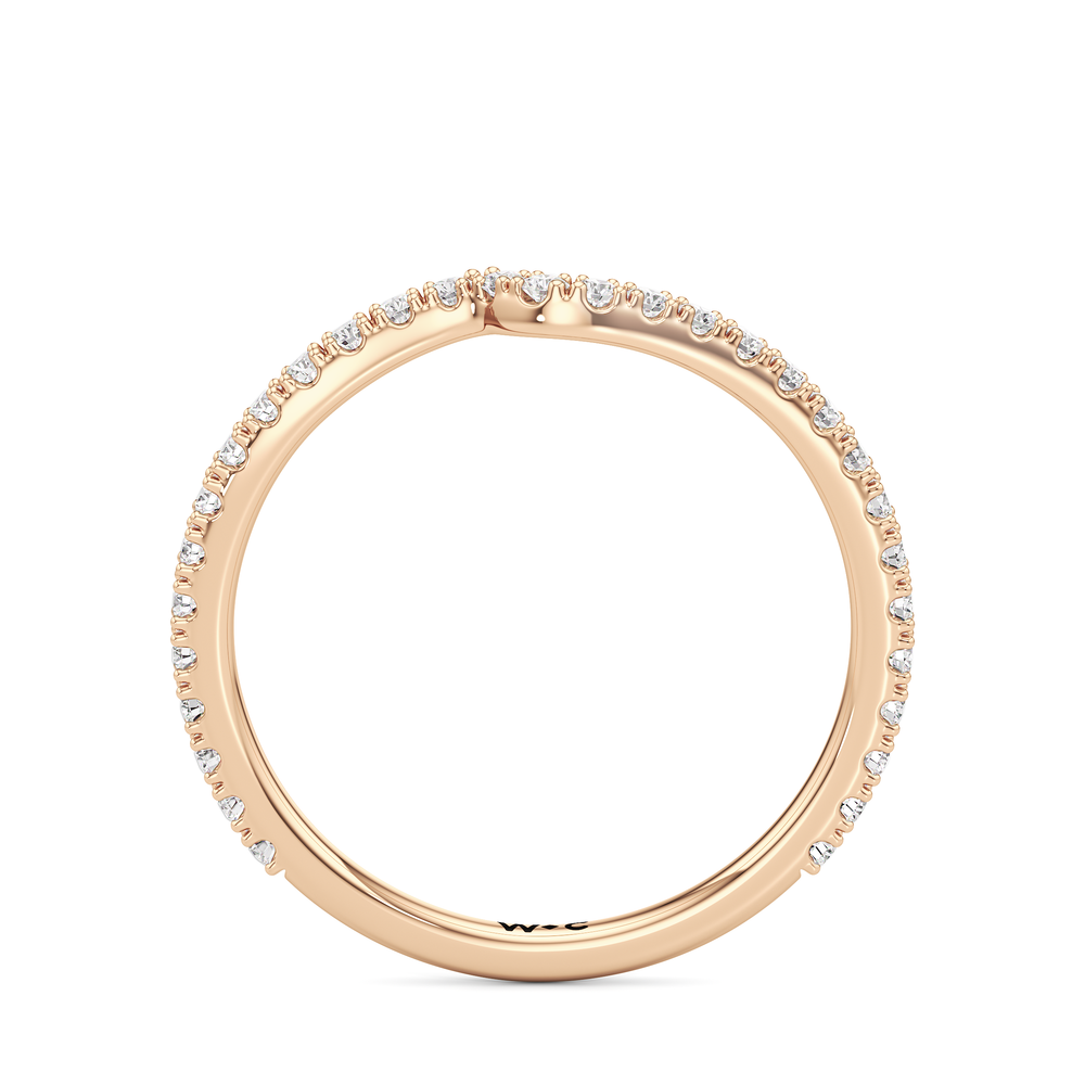 Split Shank Low-Profile Diamond Wedding Band with 18KT Rose Gold Cut Diamond in 14KT Rose Gold view 4
