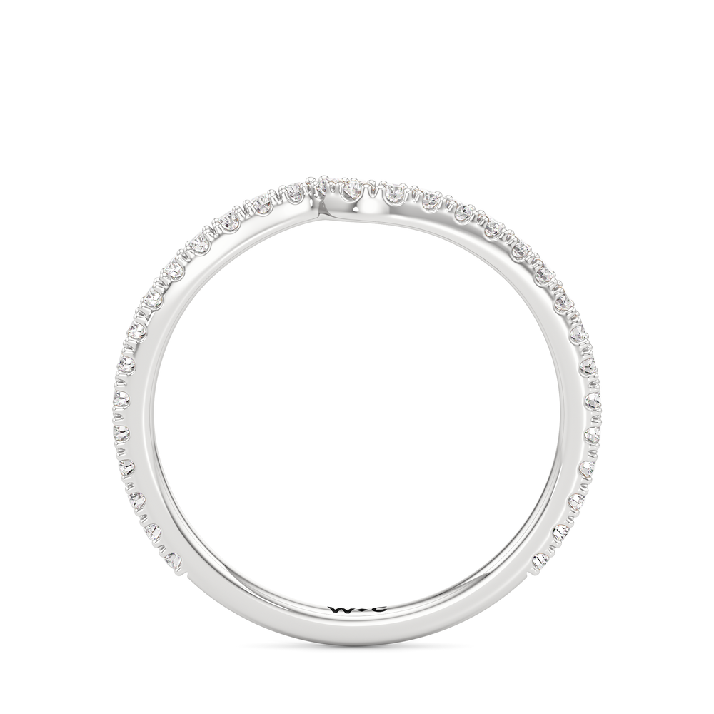 Split Shank Low-Profile Diamond Wedding Band with Platinum Cut Diamond in 14KT Platinum view 4

