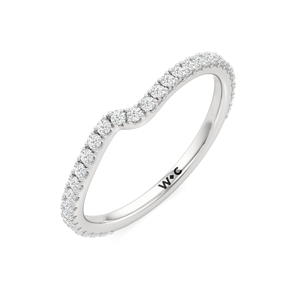 Split Shank Low-Profile Diamond Wedding Band with Platinum Cut Diamond in 14KT Platinum view 5
