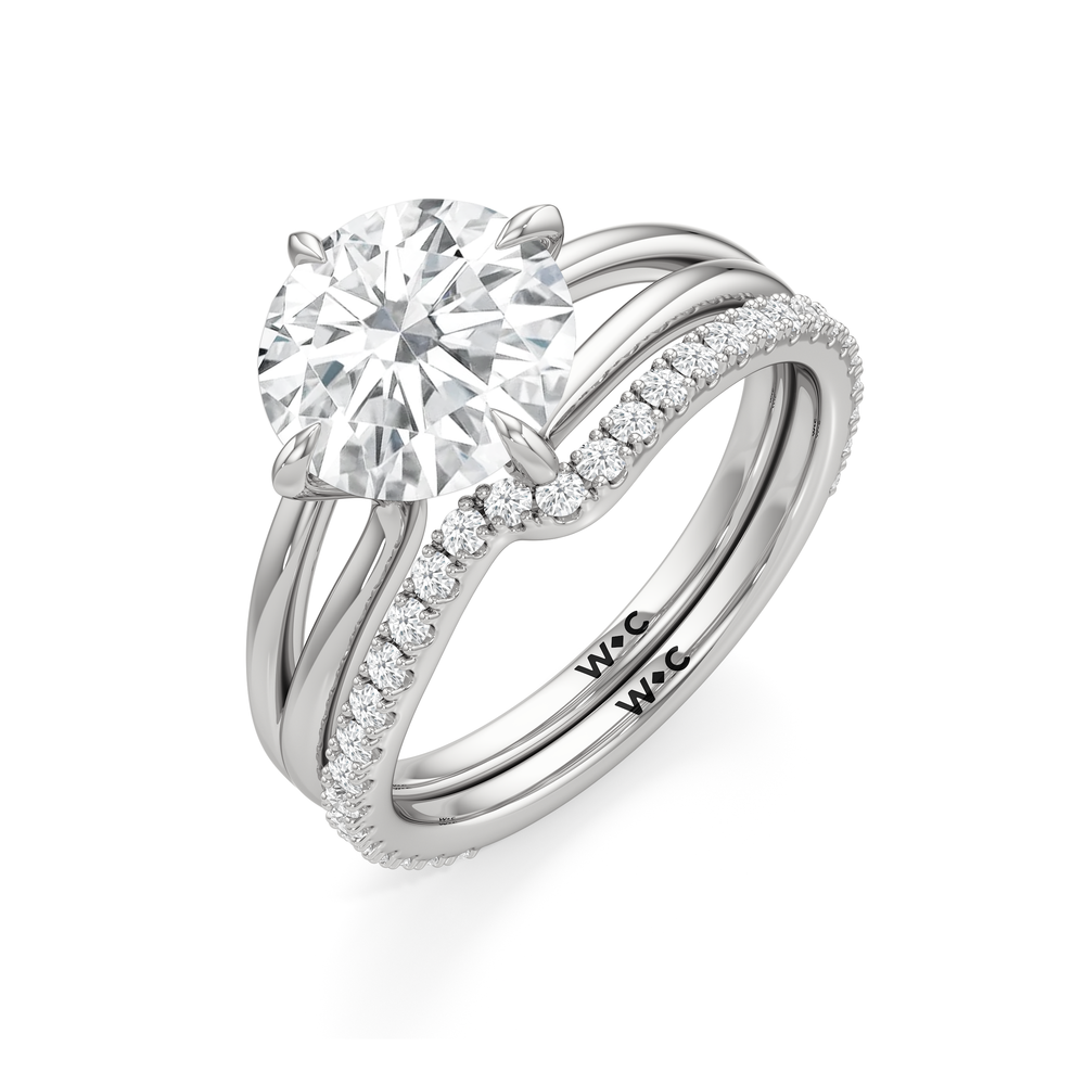 Split Shank Low-Profile Engagement Ring with Round Cut Diamond in 14KT Platinum view 7
