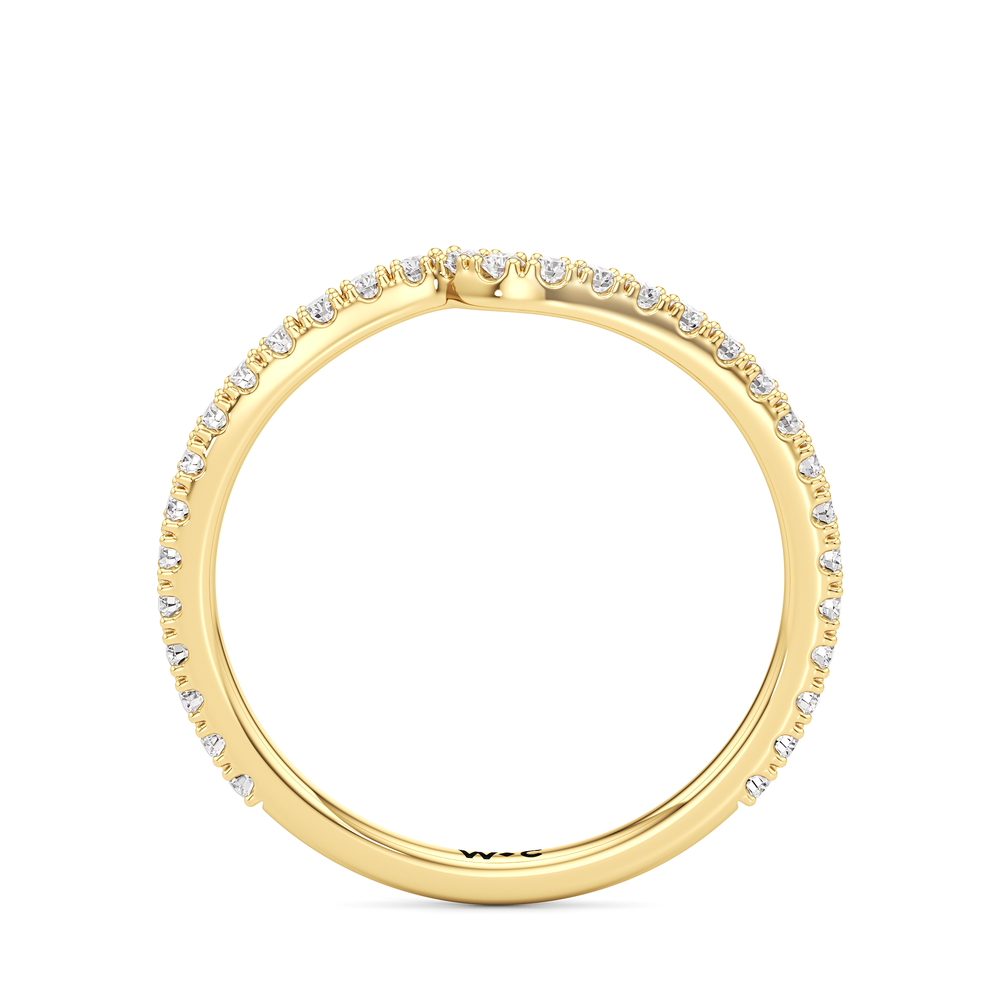 Split Shank Low-Profile Diamond Wedding Band with 18KT Yellow Gold Cut Diamond in 14KT Yellow Gold view 4
