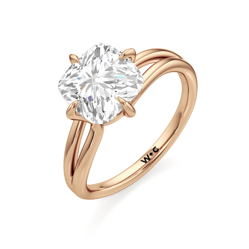 Split Shank Low-Profile Engagement Ring with Cushion Cut Diamond in 14KT Rose Gold view 6
