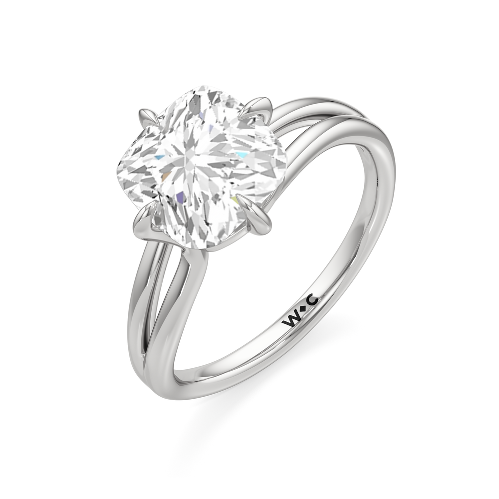 Split Shank Low-Profile Engagement Ring with Cushion Cut Diamond in 14KT Platinum view 6
