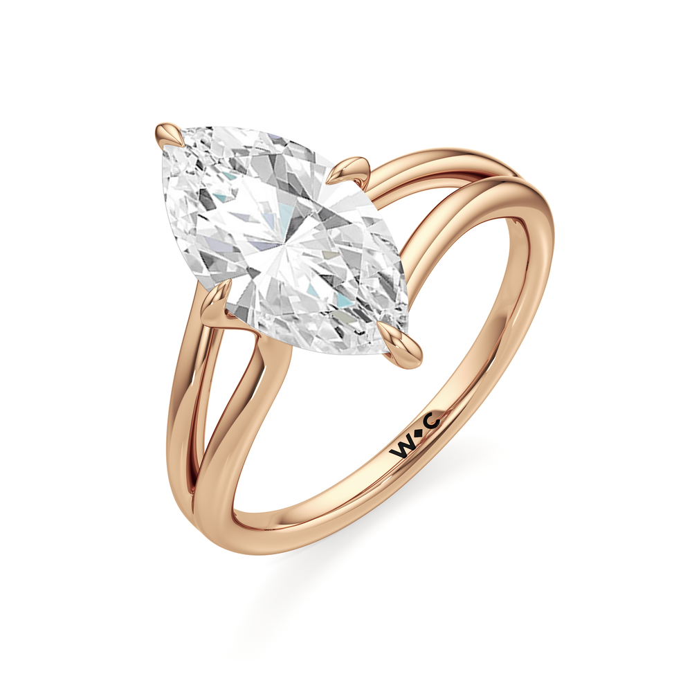Split Shank Low-Profile Engagement Ring with Marquise Cut Diamond in 14KT Rose Gold view 6
