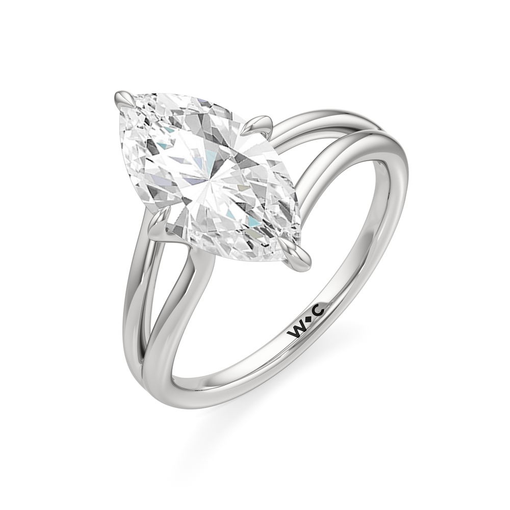 Split Shank Low-Profile Engagement Ring with Marquise Cut Diamond in 14KT Platinum view 6
