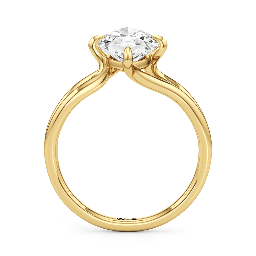 Split Shank Low-Profile Engagement Ring with Marquise Cut Diamond in 14KT Yellow Gold view 5

