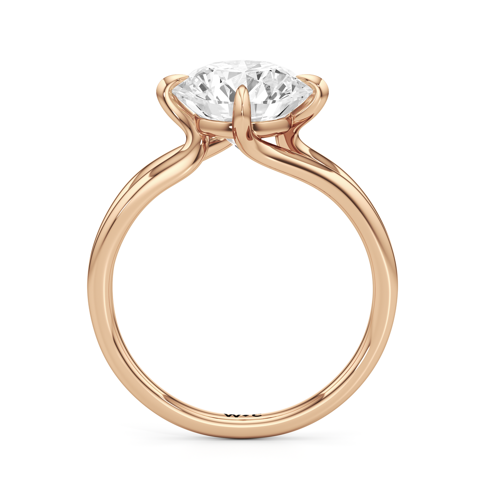 Split Shank Low-Profile Engagement Ring with Round Cut Diamond in 14KT Rose Gold view 5

