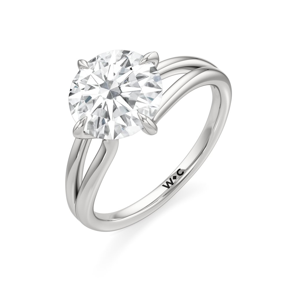 Split Shank Low-Profile Engagement Ring with Round Cut Diamond in 14KT Platinum view 6

