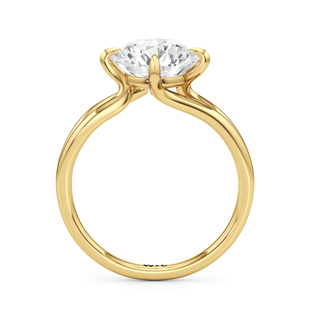 Split Shank Low-Profile Engagement Ring with Round Cut Diamond in 14KT Yellow Gold view 5
