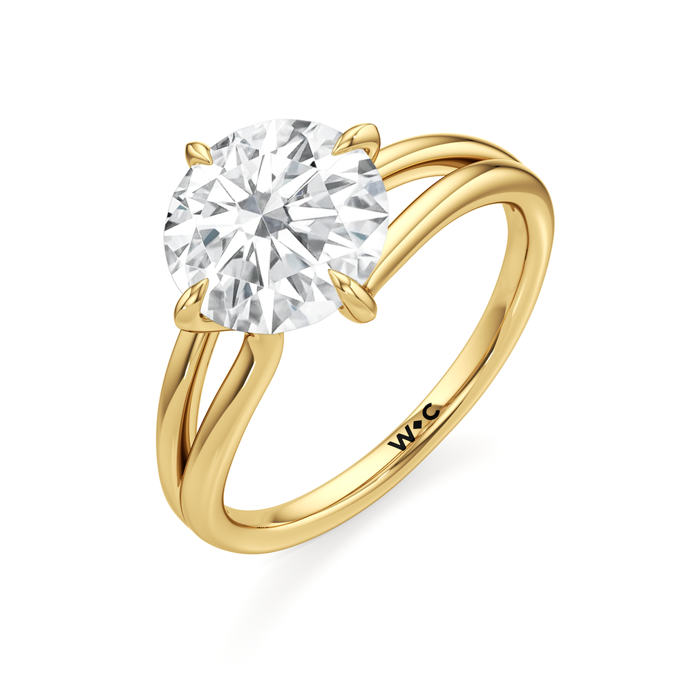 Split Shank Low-Profile Engagement Ring with Round Cut Diamond in 14KT Yellow Gold view 6
