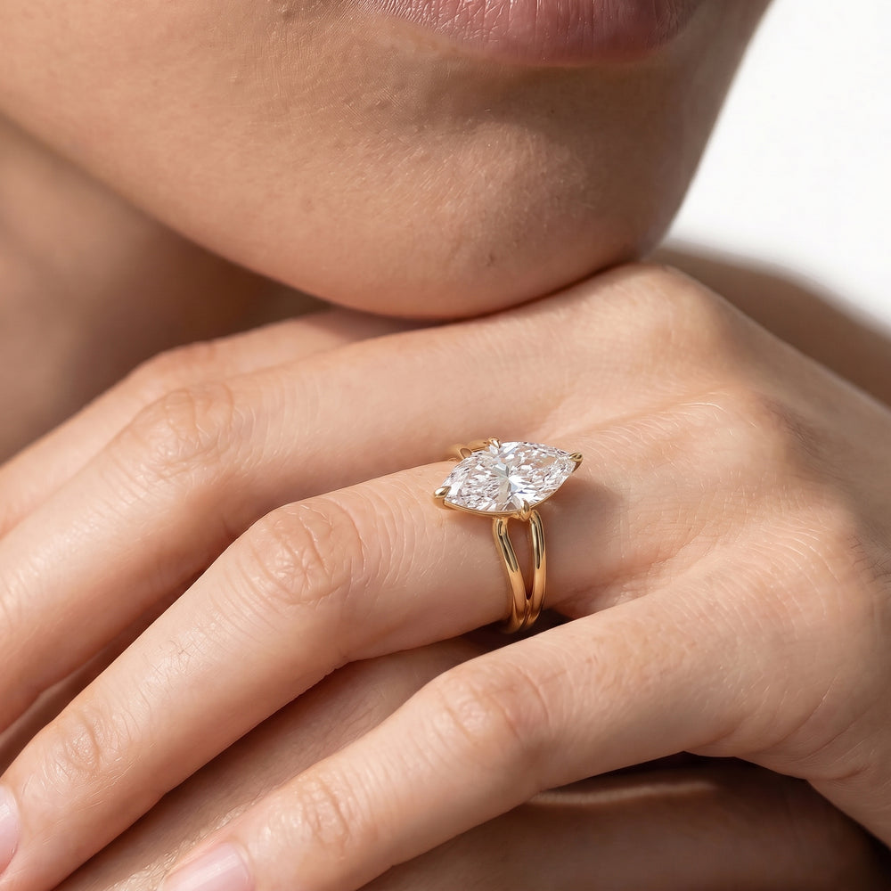 Split Shank Low-Profile Engagement Ring with Round Cut Diamond in 14KT Yellow Gold view 3
