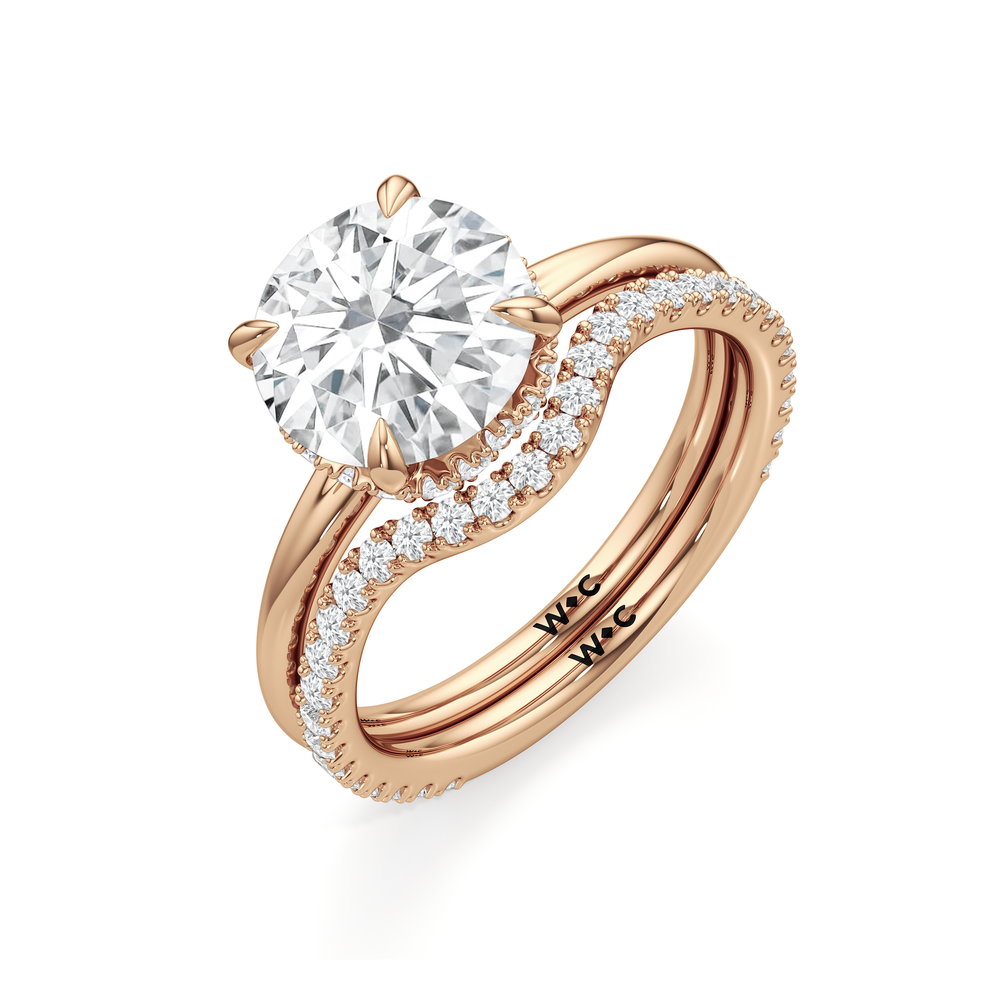 Crown Halo Low-Profile Engagement Ring with Round Cut Diamond in 14KT Rose Gold view 7
