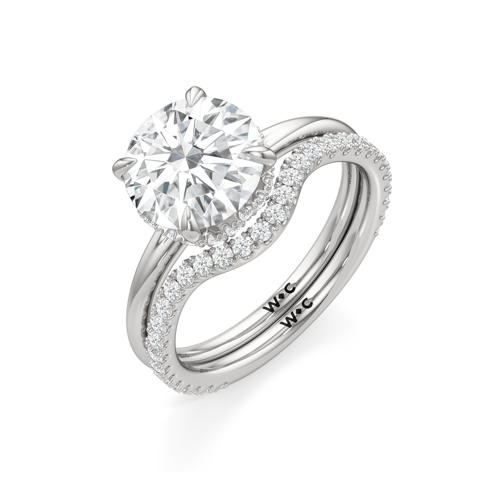 Crown Halo Low-Profile Engagement Ring with Round Cut Diamond in 14KT Platinum view 7
