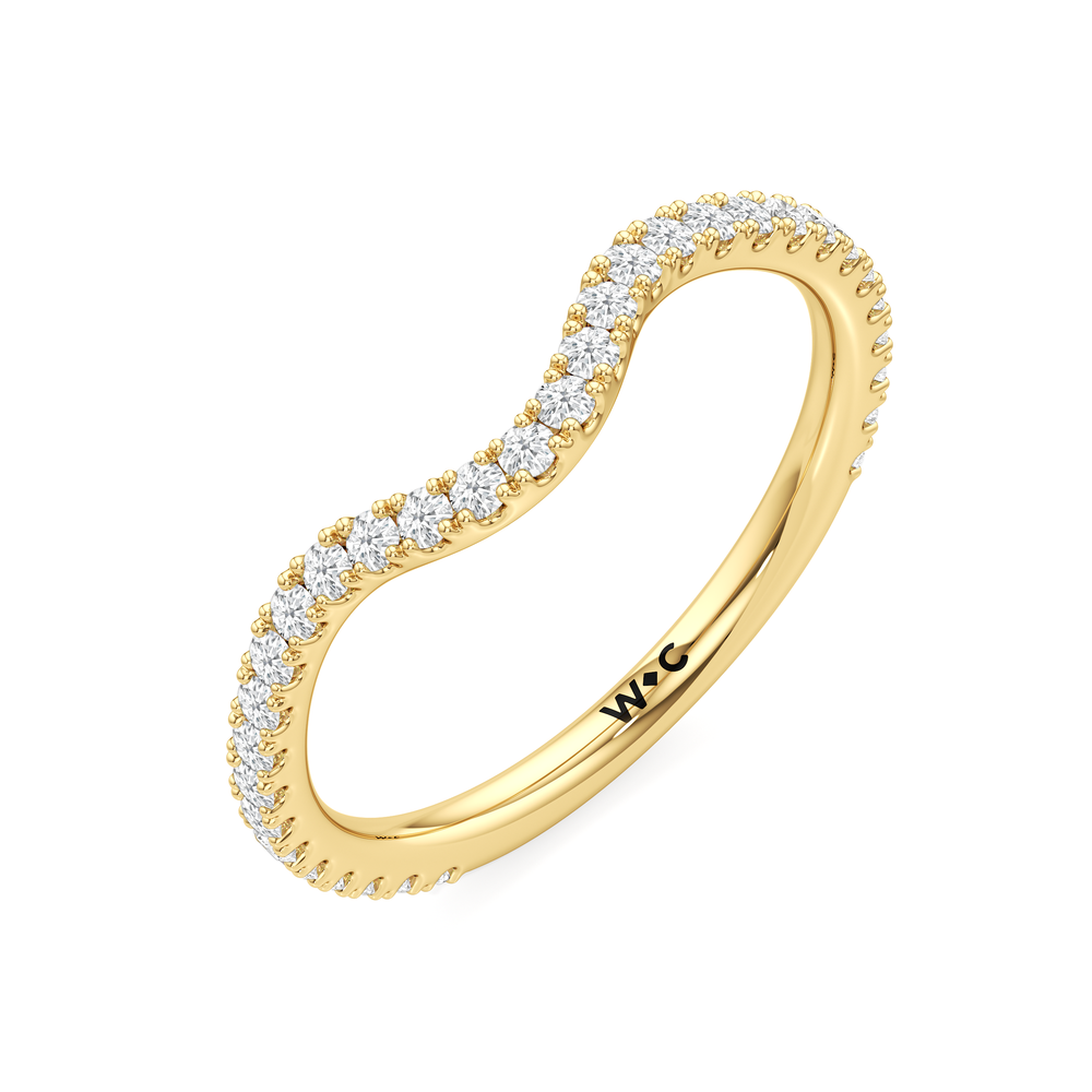 Crown Halo Low-Profile Wedding Band with 18KT Yellow Gold Cut Diamond in 14KT Yellow Gold view 5
